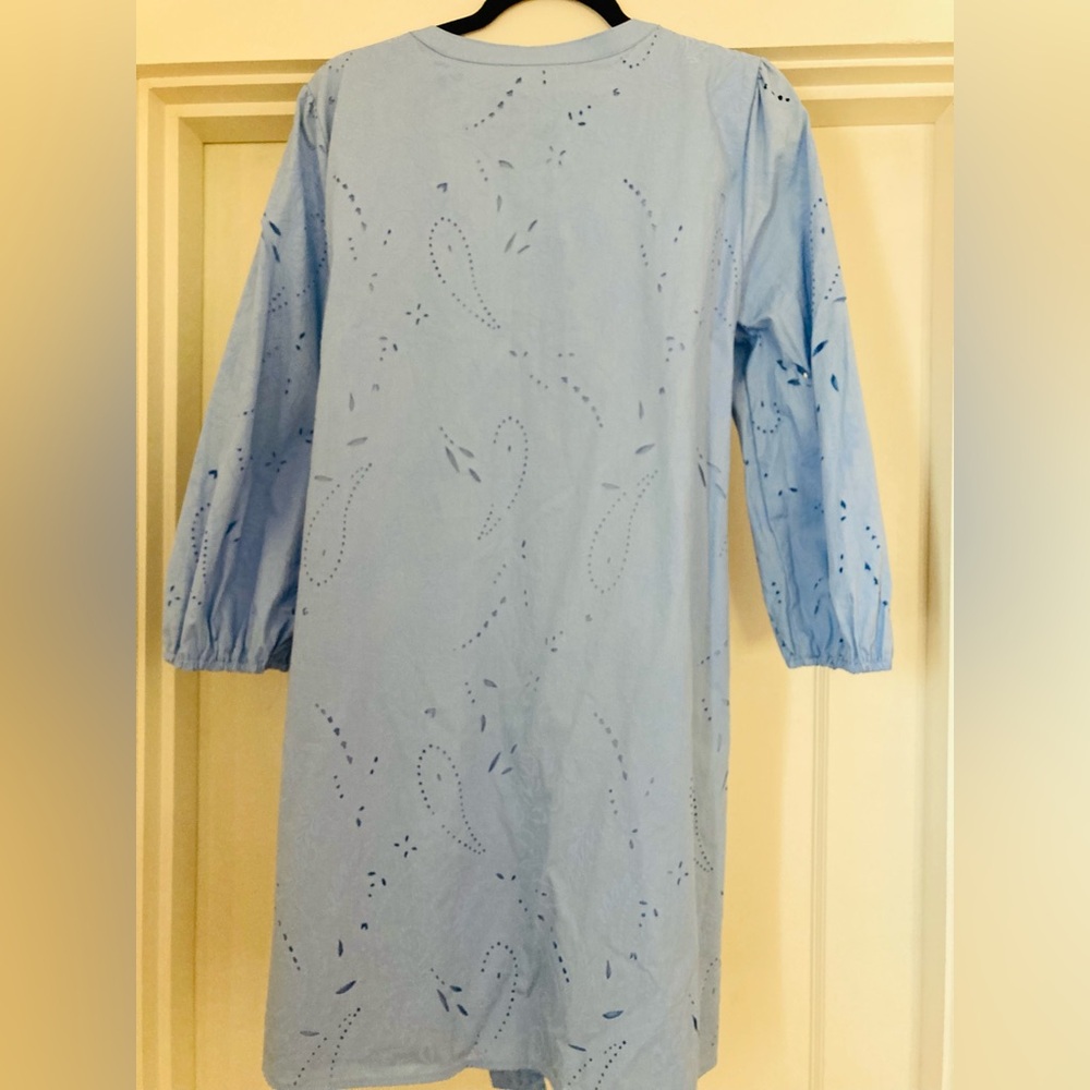Zara Light Blue Eyelet Dress with Belt - Picture 4 of 6
